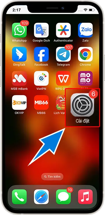 Bước 1 : Vào Cài Đặt